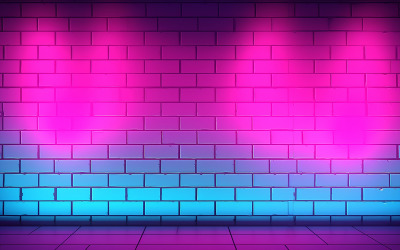 Muro di mattoni con luce al neon