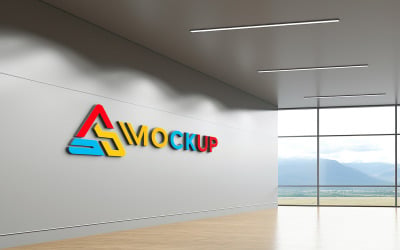 Parete grigia di progettazione del modello del logo della parete 3d