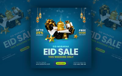 Plantilla de publicación de redes sociales de venta de Eid Mubarak