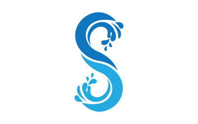 Bokstaven S logotyp stänk vatten blå vektorversion