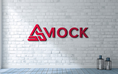 Brick wall logo mockup realistic 3d psd