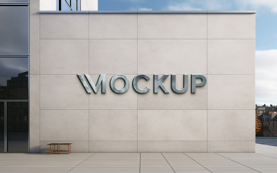 Building wall 3d logo mockup