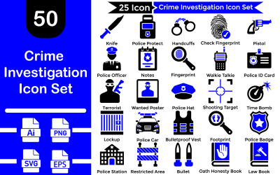 Bűnügyi nyomozás ikonkészlet