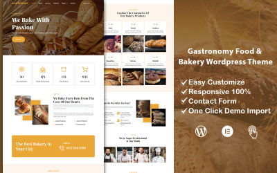 Гастрономия — многофункциональная тема Wordpress «Еда и бекари»