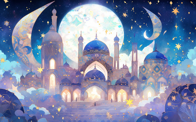 Mosquée de luxe_mosquée de luxe avec lune