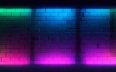 Mur de pierre Nneon background_brick wall avec effet de lumière néon_mur de brique avec action néon