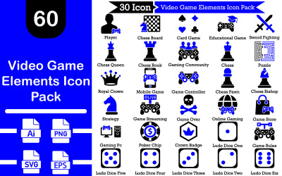 Pacote de ícones de elementos de videogame