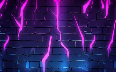 Parede de tijolos com efeito de luz neon_parede de tijolos com ação neon