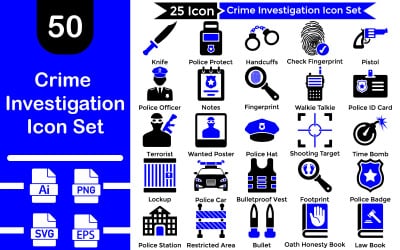 Set di icone di indagine sulla criminalità