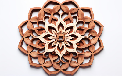 Design de círculo de madeira_design de arte de mandala de madeira 3d