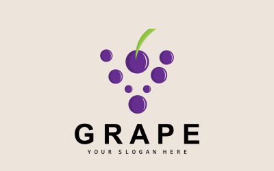 Diseño de fruta con estilo de logotipo de fruta de uva V7