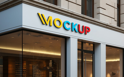 Facciata dell&amp;#39;edificio mockup del logo del segno anteriore