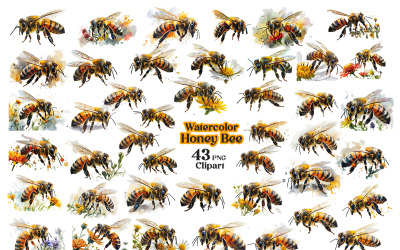Hermosa ilustración de imágenes prediseñadas de sublimación de abejas de miel de acuarela