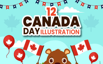 12 Boldog Kanada nap illusztráció