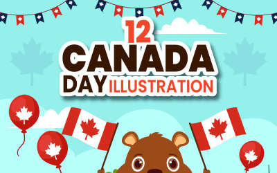 12 Illustrazione del felice giorno del Canada