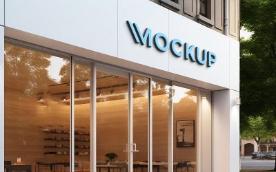 Logo mockup facade sign building