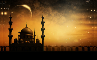 Mosquée à la nouvelle lune_mosque avec la lune