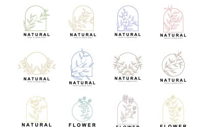 Basit Botanik Yaprak ve Çiçek Logo VectorV5