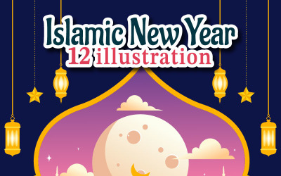 12 Mutlu İslami Yeni Yıl İllüstrasyonu