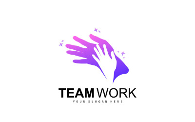 Logotipo de mão trabalho em equipe vetor empresa DesignV6