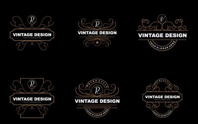 Logotipo de ornamento de design vintage retrô VectorV2