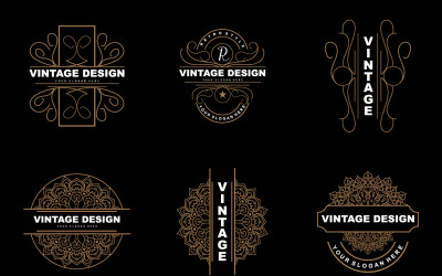 Logotipo de ornamento de design vintage retrô VectorV3