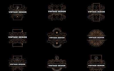 Logotipo de ornamento de design vintage retrô VectorV6
