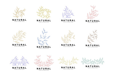 Простой ботанический логотип из листьев и цветов VectorV3