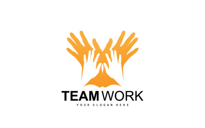 Ręka Logo pracy zespołowej wektor firmy DesignV5