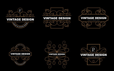 Retro Vintage Design Ornament Logo VectorV5