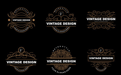 Retro vintage design prydnad logotyp VectorV4