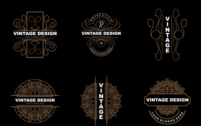 Retro Vintage Tasarım Süsleme Logo VectorV3