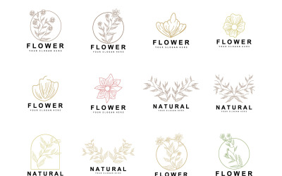 Semplice logo botanico di foglie e fiori VectorV7