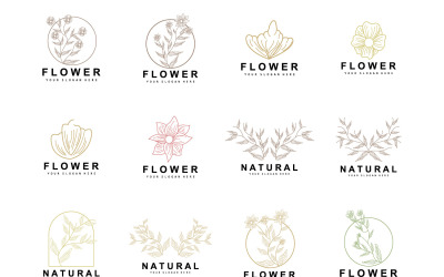 Simple Botanical Leaf and Flower Logo VectorV7