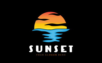 Tramonto Logo Beach River Vector DesignV2