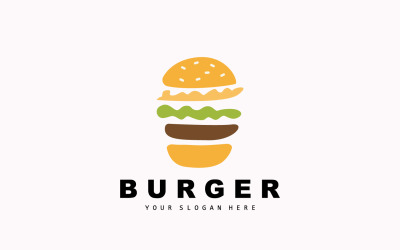 Burger Logo Fast Food Tasarım VektörüV10