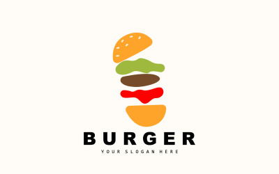 Burger Logo Fast Food Tasarım VektörüV1