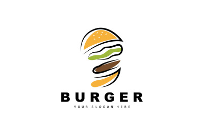 Burger Logo Fast Food Tasarım VektörüV4