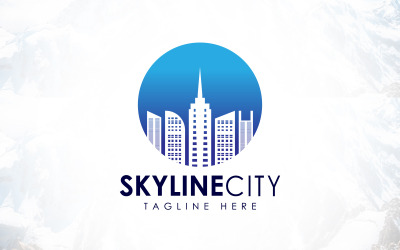 Creatieve cirkel Skyline stad gebouw logo ontwerp