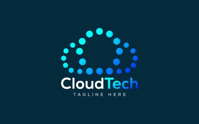 Design de logotipo de tecnologia digital em nuvem