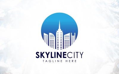 Projekt logo kreatywnego koła panoramę miasta budynku