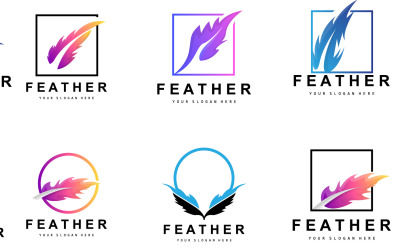 Feder-Logo-Design, minimalistische Vektorvorlage V3
