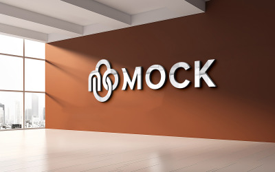3d logo mockup on brown wall