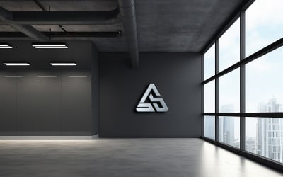 indoor wall logo mockup psd design