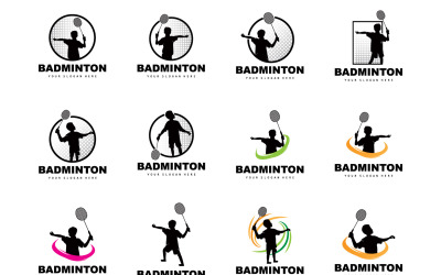 Logotipo De Bádminton Diseño Simple De Raqueta De BádmintonV4