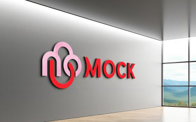 Office room wall logo mockup with window view