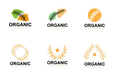 Buğday Pirinç Logosu Tarımsal Organik Bitki VectorV4