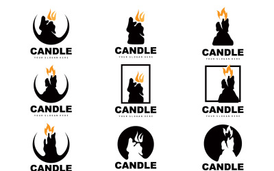 Candle Logo Dinner Flame Light DesignV5