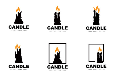 Design della luce della fiamma della cena con logo della candelaV1