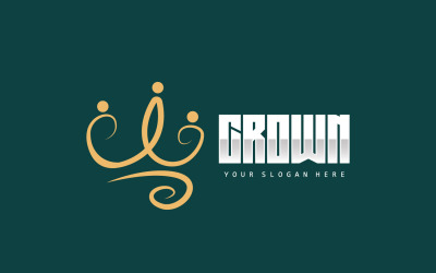 Diseño de logotipo de corona simple hermoso lujoV5
